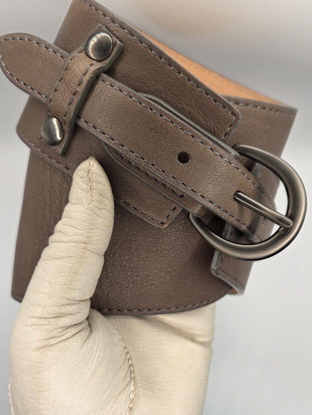 Aritzia Talula Wide Brown Waist Belt with Gunmetal O-Ring Buckle